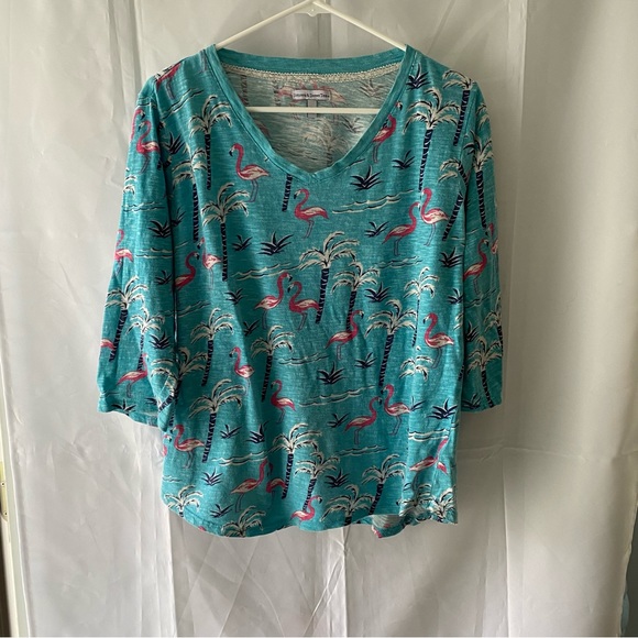 Sunset & Sweet Tea Flamingo palm trees in Turquoise SZ L ADORABLE!!! - Picture 12 of 13